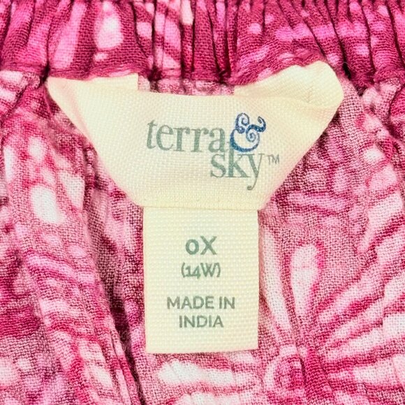 Terra & Sky Women's Off Shoulder Batik Geometric Pink Maxi Dress Size 0X 14W NWT - Picture 7 of 10